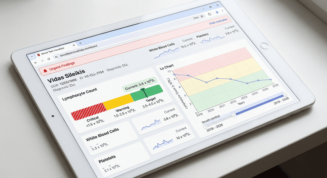 Interactive trend chart with clinical zones