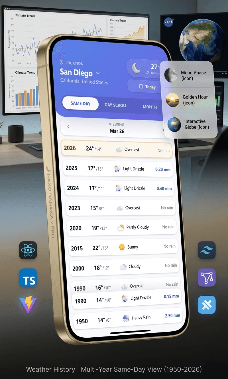 Weather History mobile view